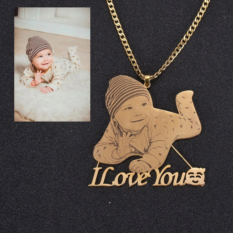Collier pendentif personnalisé avec photo gravée