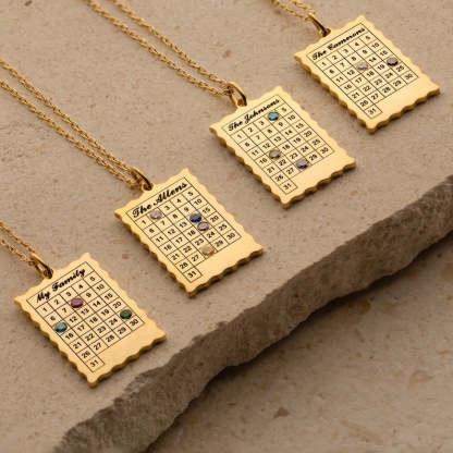 Collier simple avec pierre de naissance et calendrier