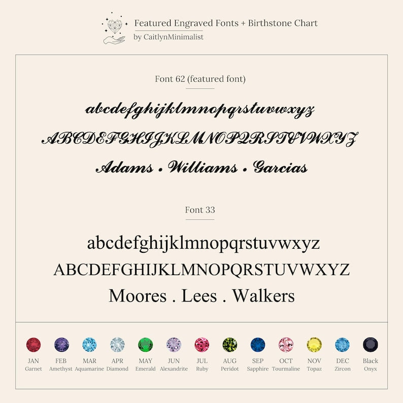 Collier simple avec pierre de naissance et calendrier