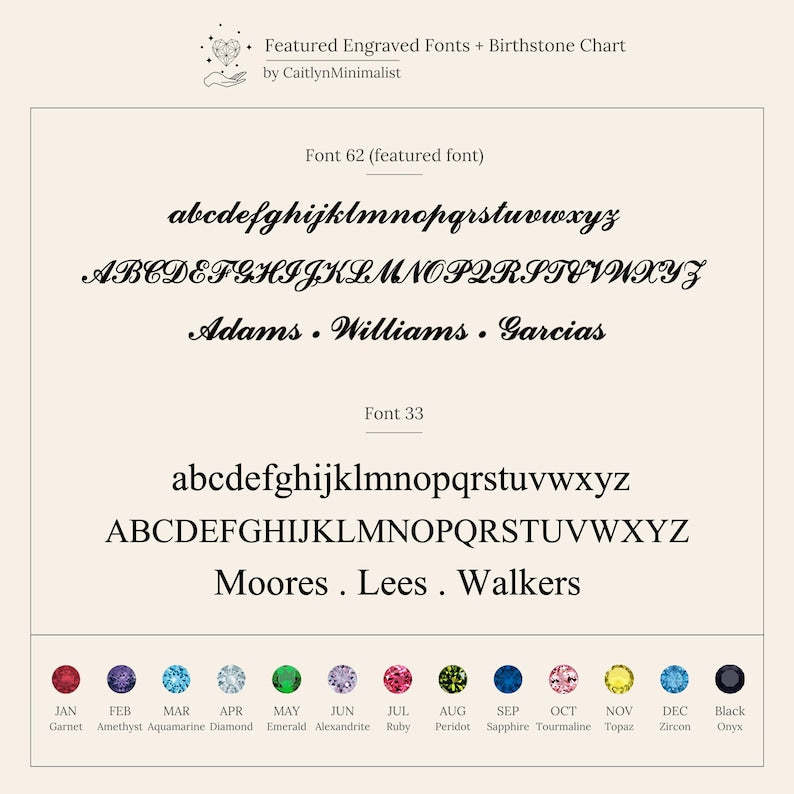 Collier simple avec pierre de naissance et calendrier