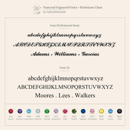 Collier simple avec pierre de naissance et calendrier