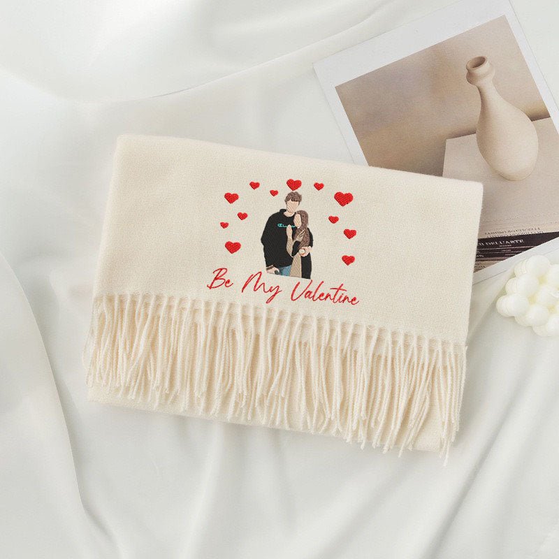 50%OFF⭐️Personalized Photo and Text Embroidered Couple Scarf - A Warm Christmas Gift