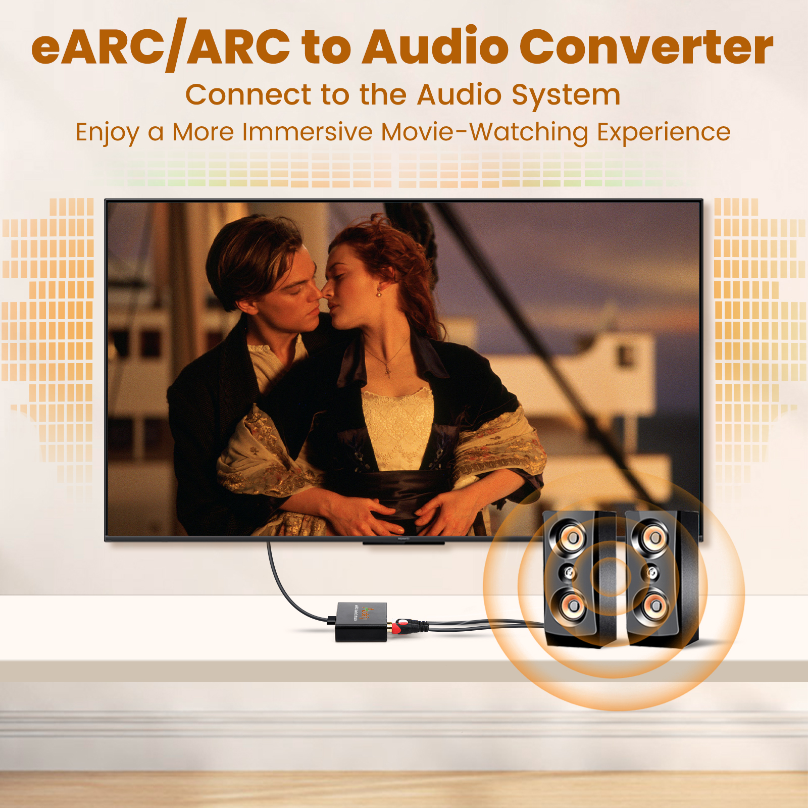 eARC Audio Extractor, eARC to HDMI/Optical/RCA/AUX Converter for TV to Sound System-arc to 3.5mm