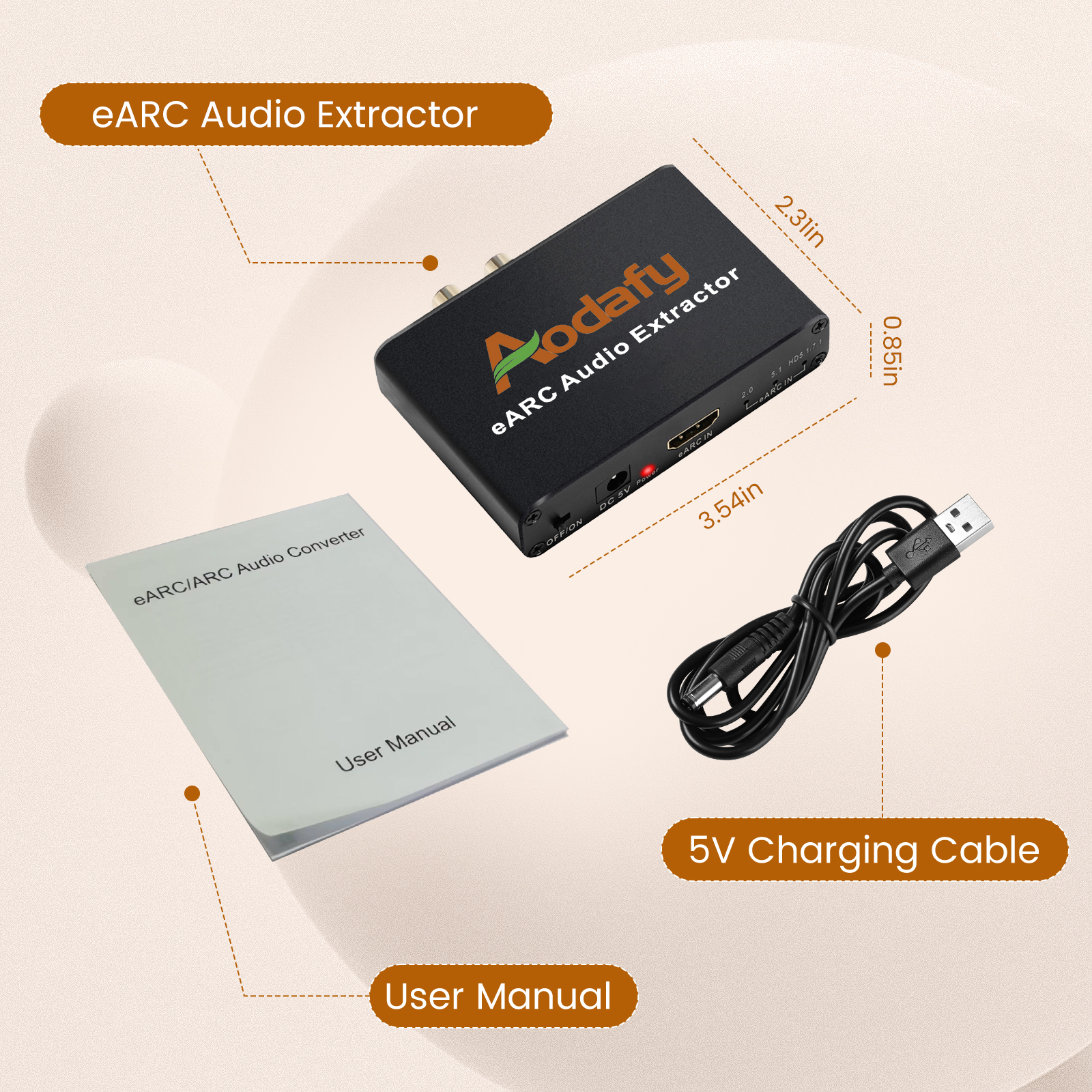 eARC Audio Extractor, eARC to HDMI/Optical/RCA/AUX Converter for TV to Sound System-arc to 3.5mm
