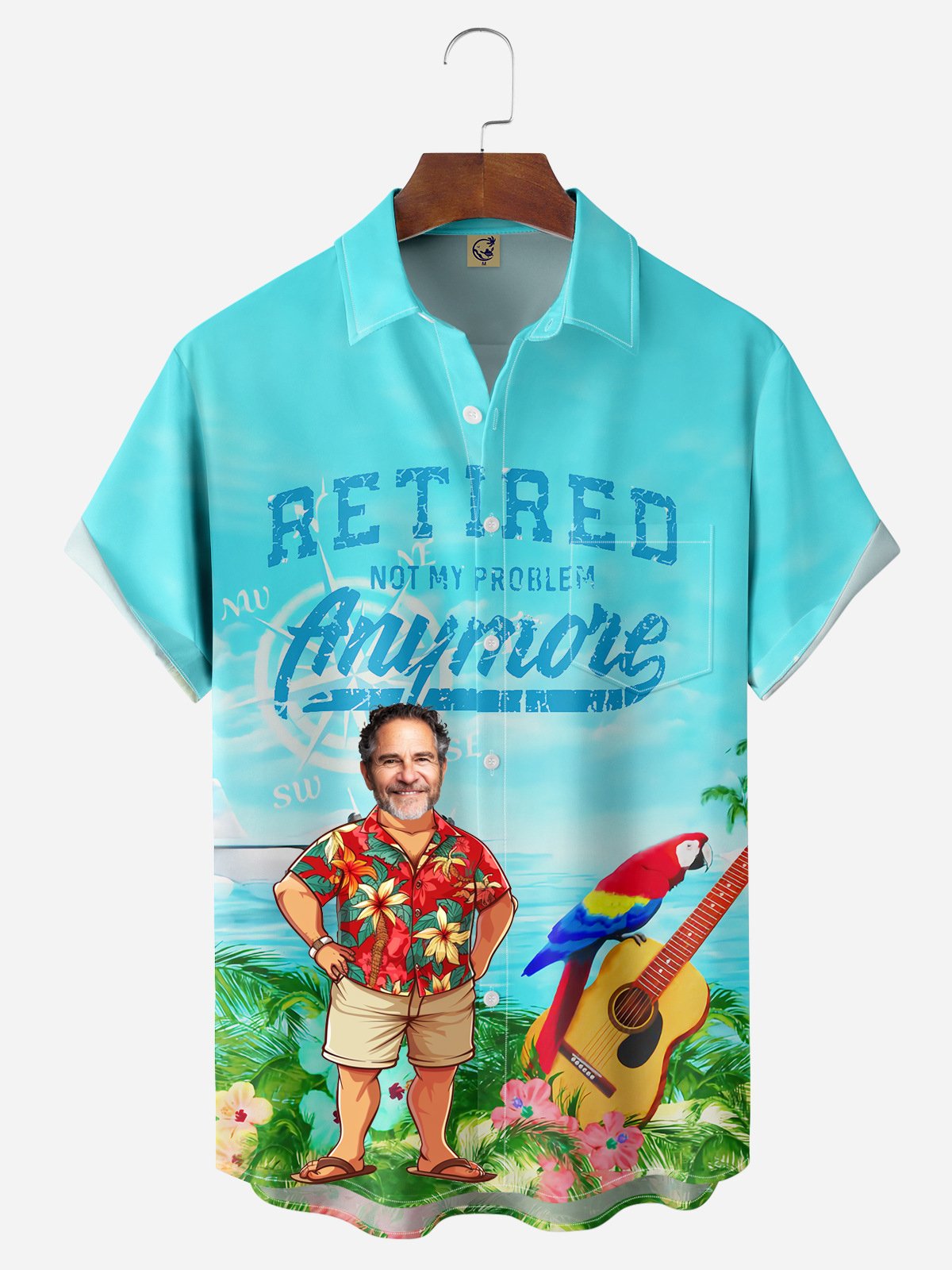 Happy Retirement Custom Graphic Chest Pocket Hawaiian Shirt-hardaddycustom