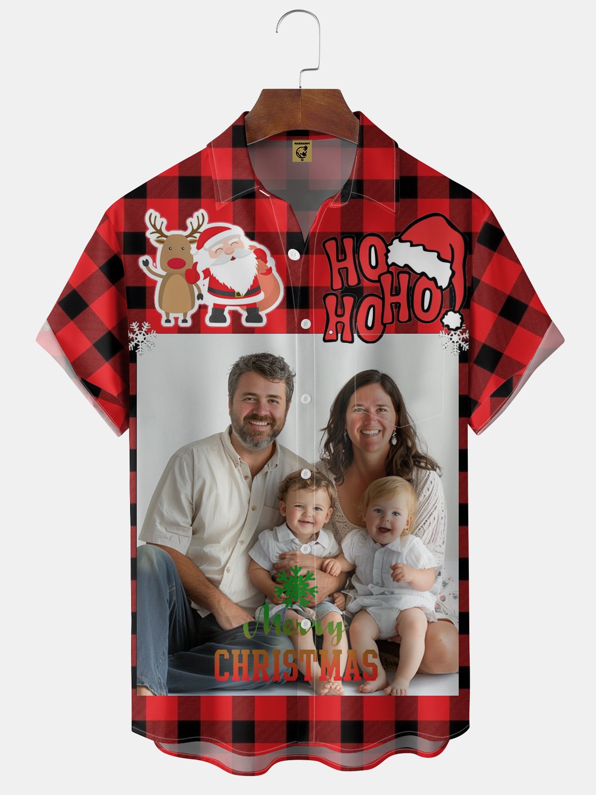 CUSTOM FAMILY PORTRAIT PRINT CHEST POCKET CHRISTMAS SHIRT-hardaddycustom