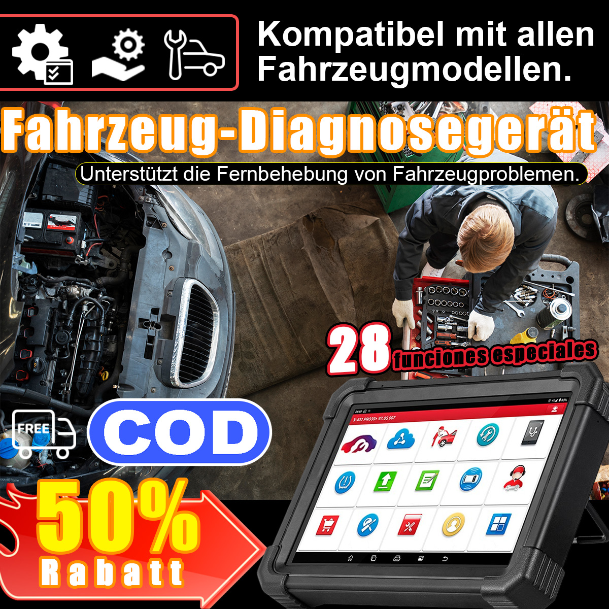 X431PRO3S+ Professioneller Auto-Computertester Universelles Fehlerdiagnoseinstrument OBD-Autoreparatur-Decoder
