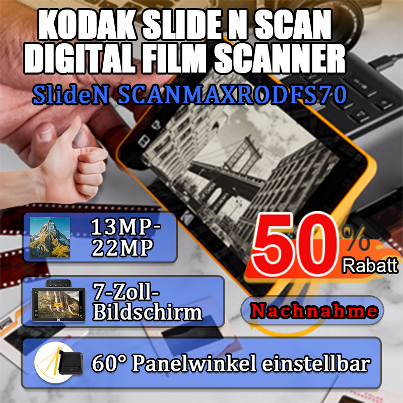 Kodak Slide N Scan – 14MP Filmscanner mit 5" Display, 135/126/110 Dia & Negativ