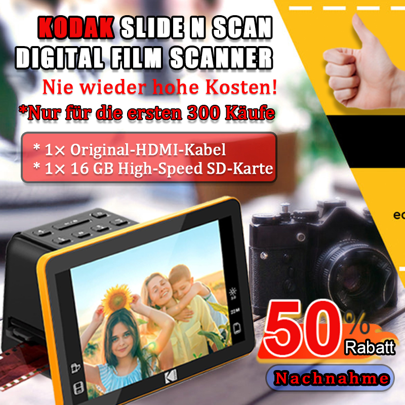 Kodak Slide N Scan – 14MP Filmscanner mit 5" Display, 135/126/110 Dia & Negativ