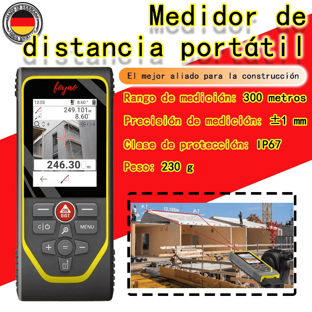 Medidor láser de distancia 300 metros, alta precisión para interiores y exteriores, medidor electrónico de infrarrojos para medición inmobiliaria