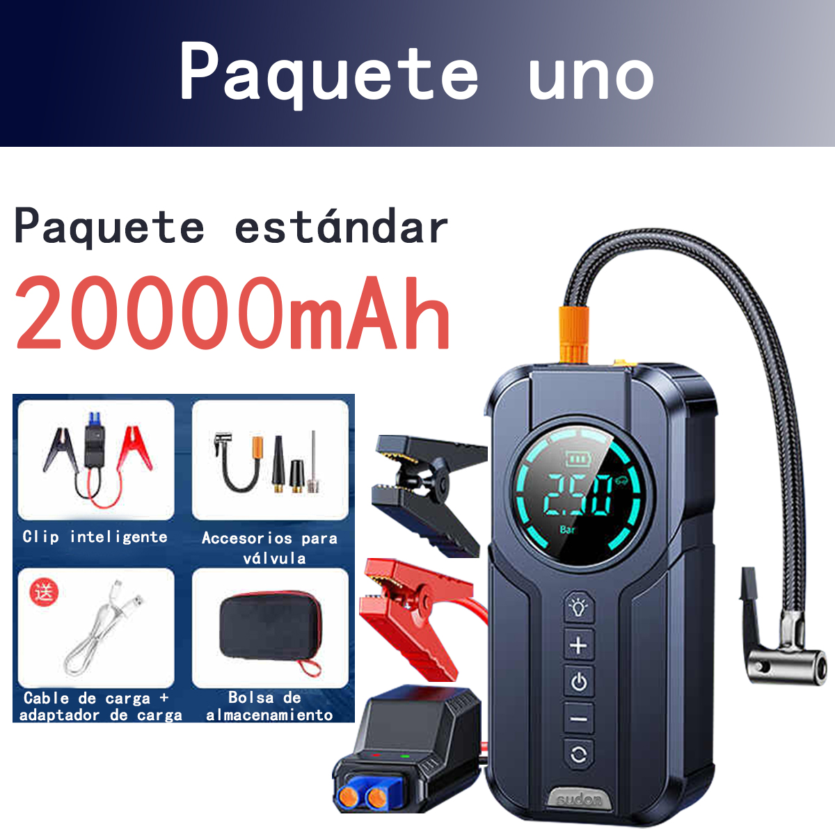 Dispositivo 4 en 1 con fuente de alimentación de emergencia para vehículos