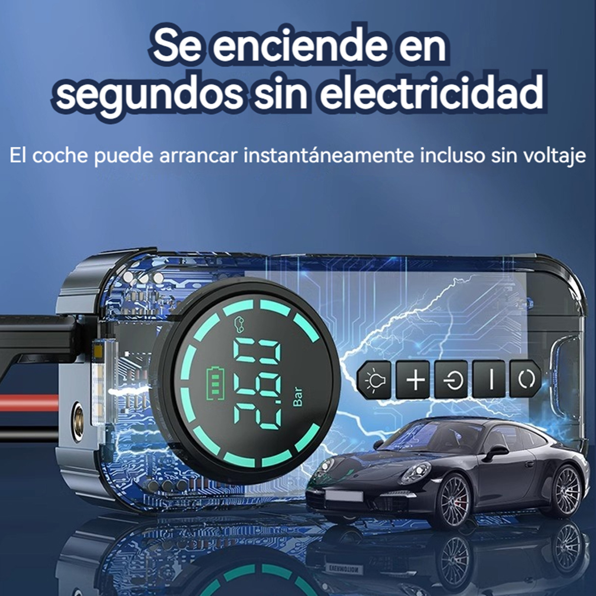 Dispositivo 4 en 1 con fuente de alimentación de emergencia para vehículos