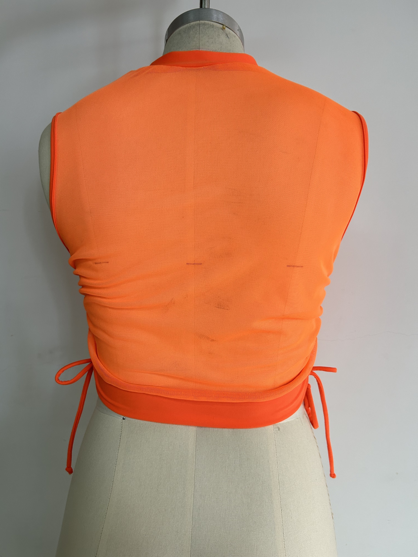 We.lola Vibrant Orange Mesh Crop Top - High Elasticity Sports Vest for Summer Vibes