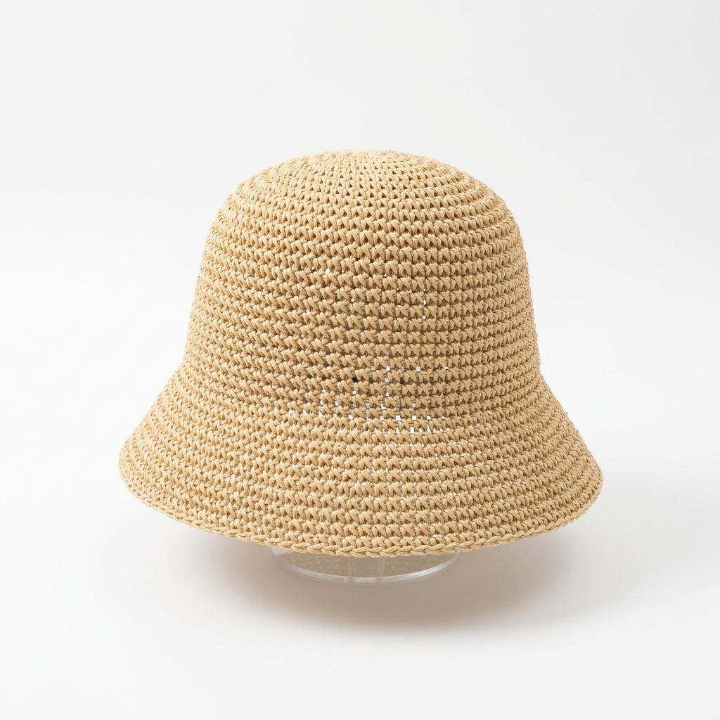 WE.LOLA Classic Woven Bucket Hat - Black Sun Protection Summer Beach Hat for Women