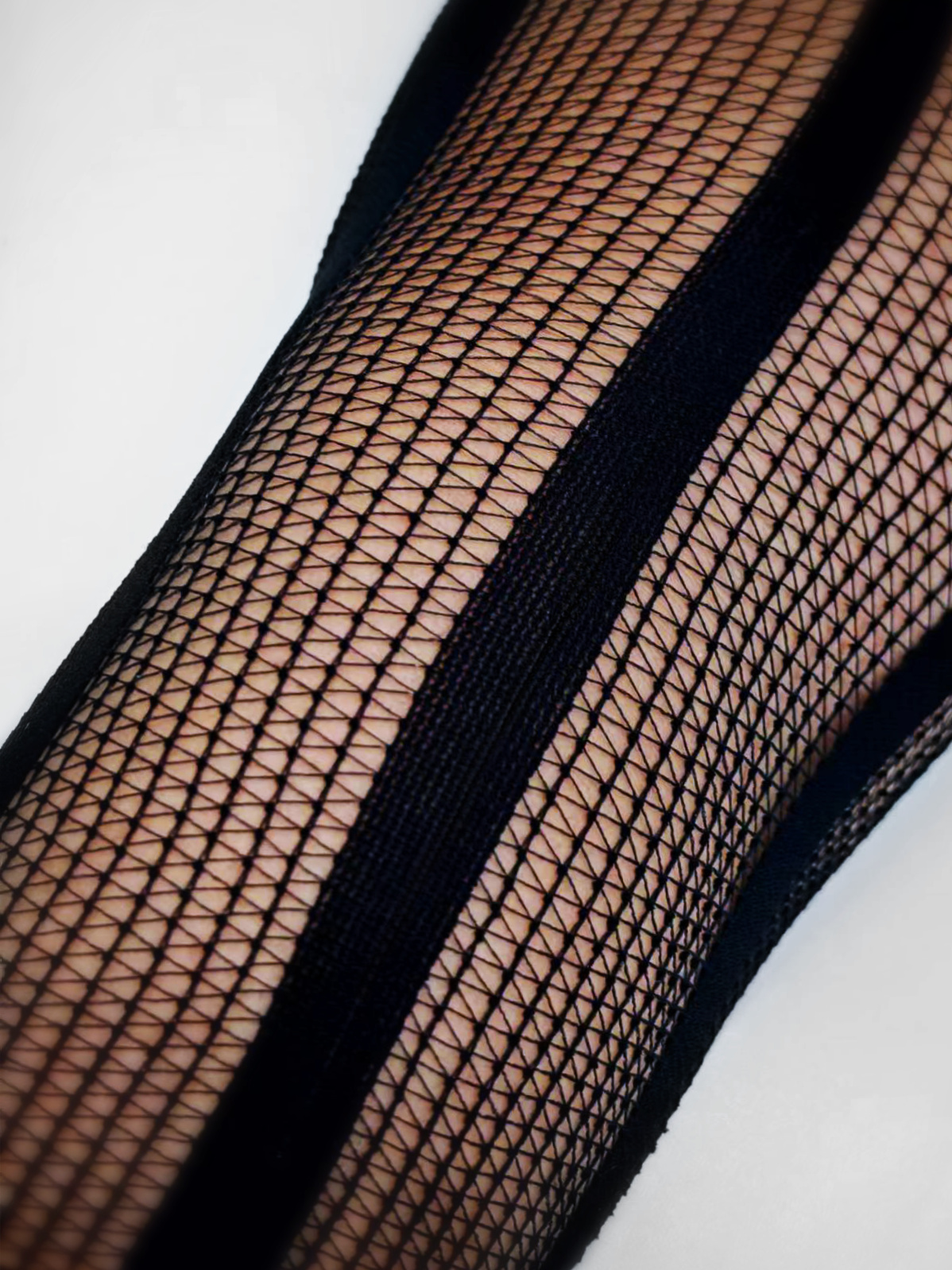 Free Tonight - Black Power Mesh Stockings with Garter Belt