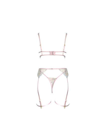 Free Tonight-Sexy Floral Embroidery Adjustable Underwire Bra & Thong Leg Straps Four-piece Lingerie Set-FreeTonight