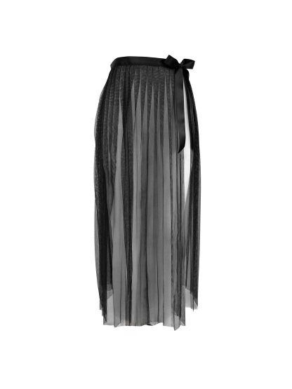 Free Tonight -Women's Elegant Sheer Mesh High Waist Tie Flowy Pleated A-Line Wrap Dress