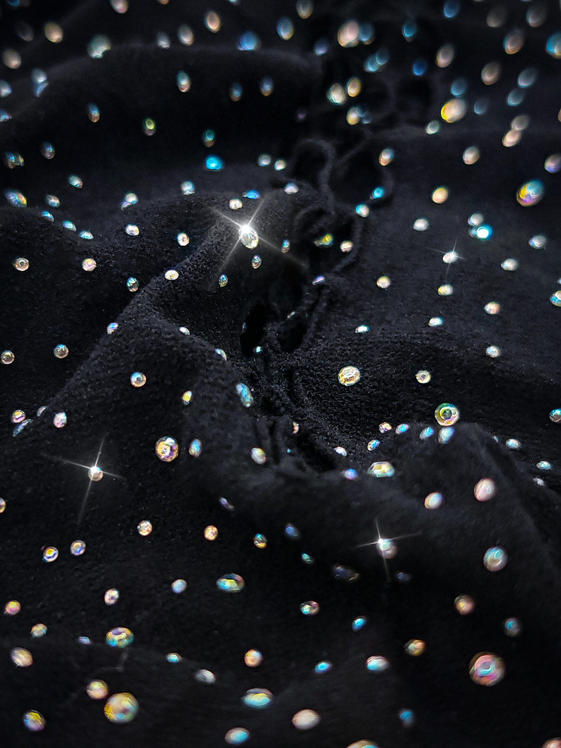Free Tonight - Glamorous Black Power Mesh Rhinestone Teddy
