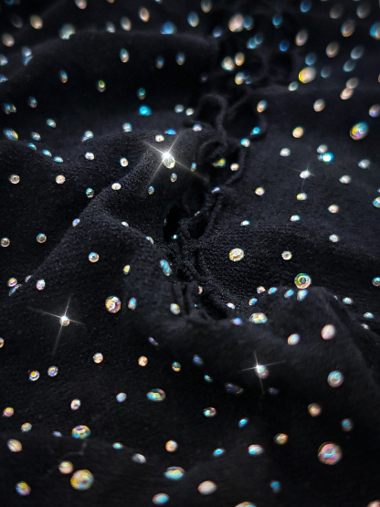 Free Tonight - Glamorous Black Power Mesh Rhinestone Teddy