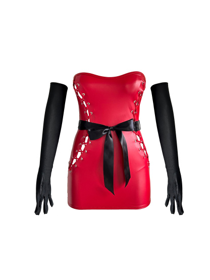 Free Tonight - Women’s Leather Dress and Gloves Set