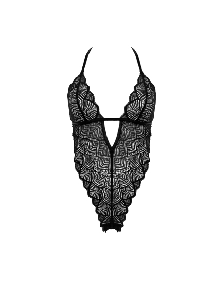 Free Tonight -Women’s Classic Sexy Floral Lace Deep V Halter Straps Adjustable Teddy Lingerie
