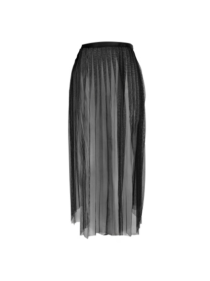 Free Tonight -Women's Elegant Sheer Mesh High Waist Tie Flowy Pleated A-Line Wrap Dress
