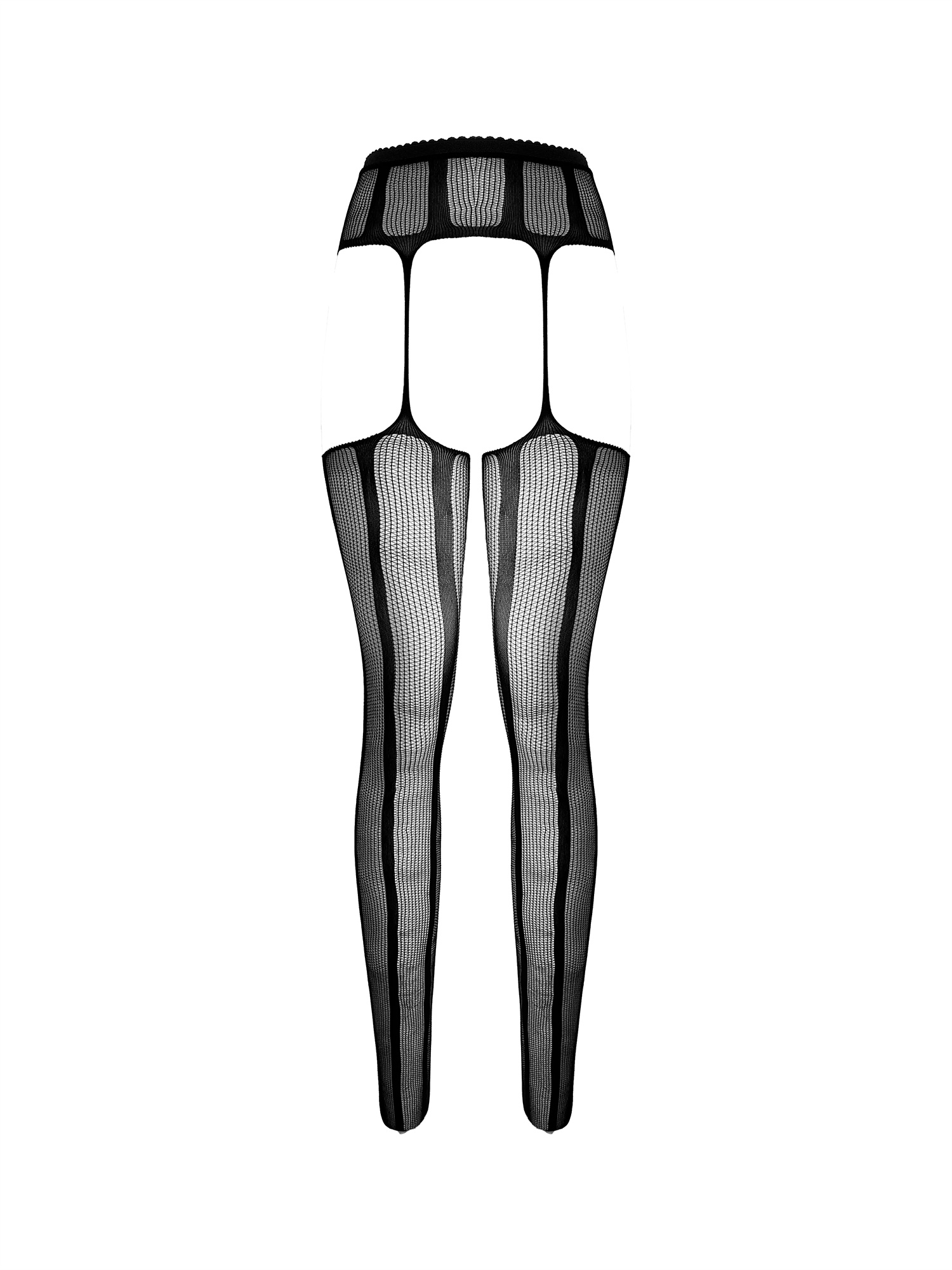 Free Tonight - Black Power Mesh Stockings with Garter Belt