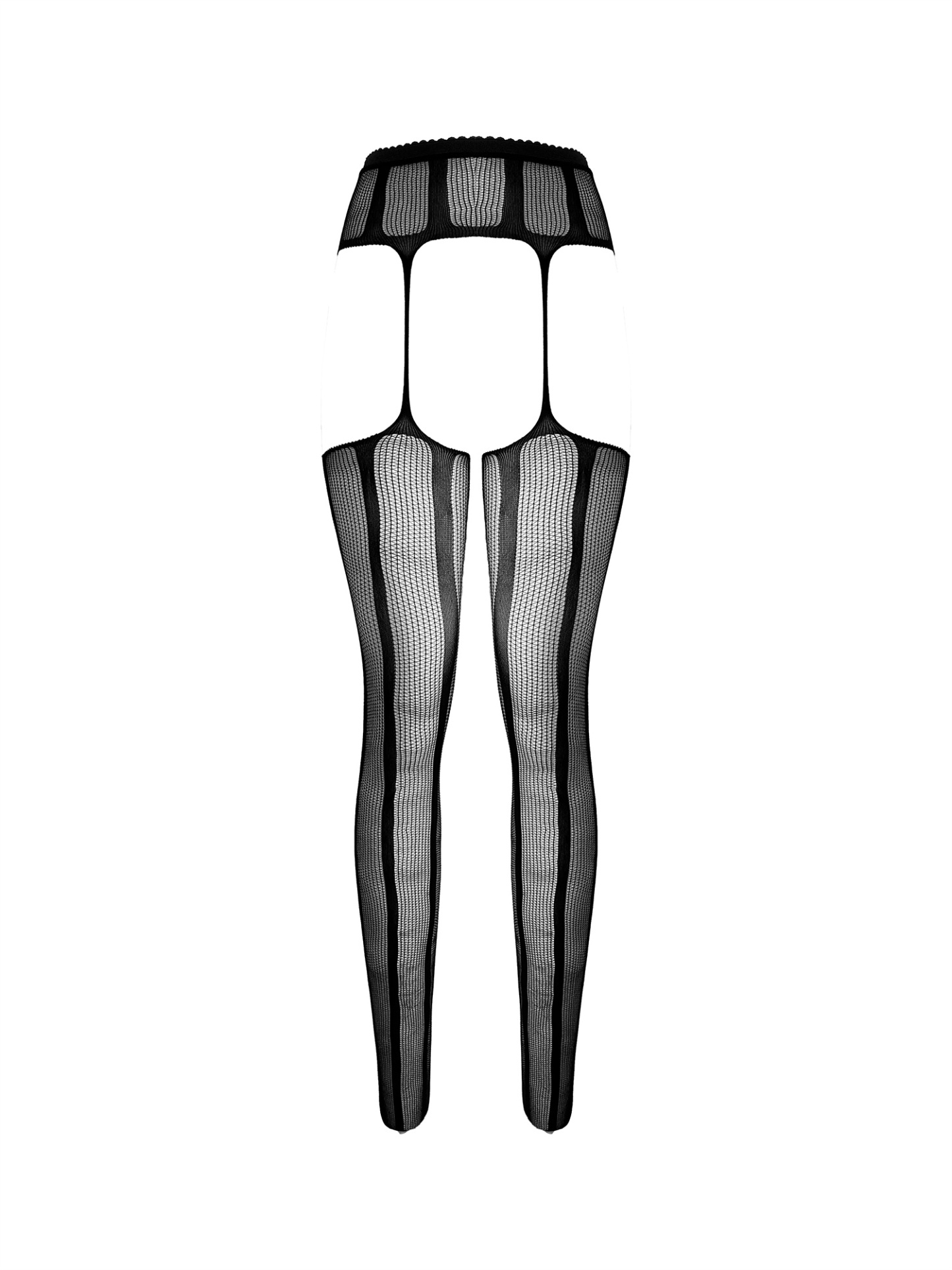 Free Tonight - Black Power Mesh Stockings with Garter Belt
