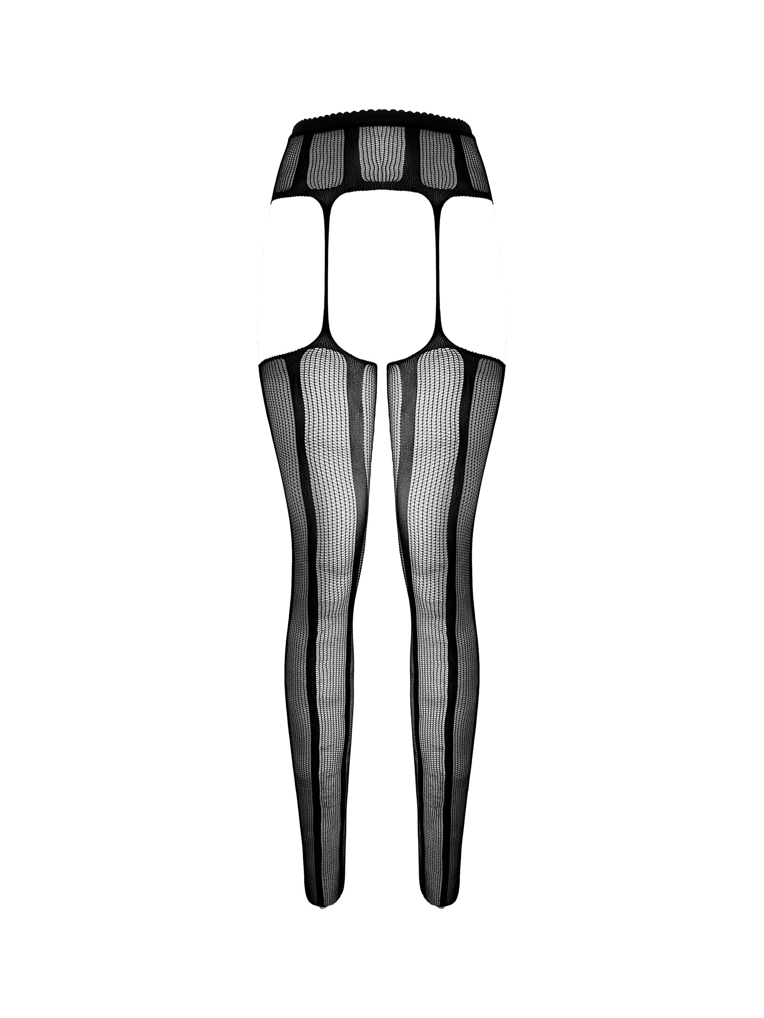 Free Tonight - Black Power Mesh Stockings with Garter Belt