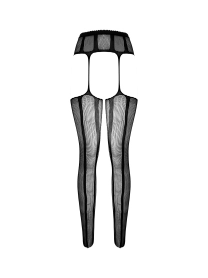 Free Tonight - Black Power Mesh Stockings with Garter Belt