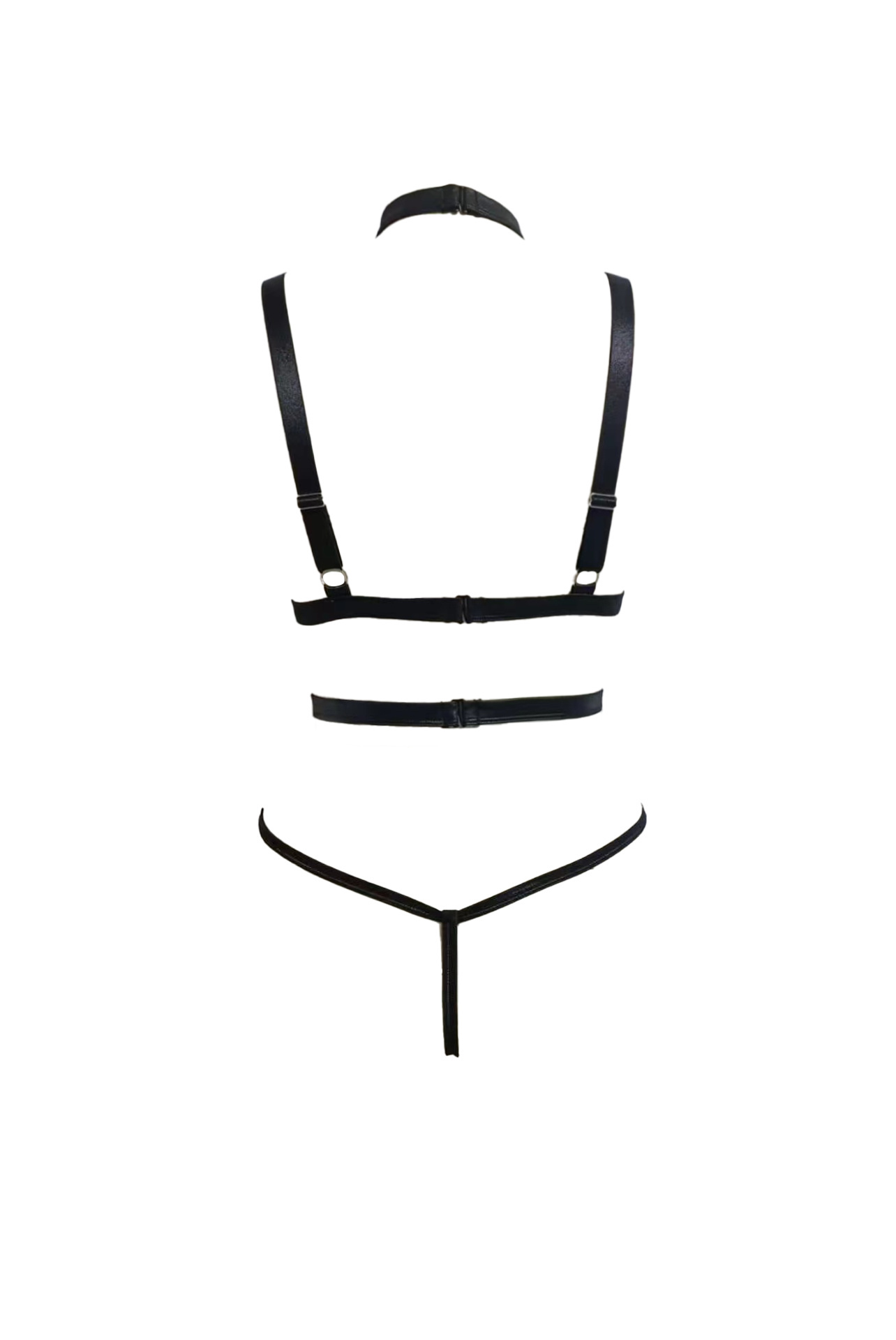Free Tonight - Women’s Open Cup Bra, G-string and Detachable Harness Set