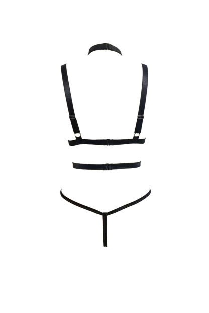 Free Tonight - Women’s Open Cup Bra, G-string and Detachable Harness Set