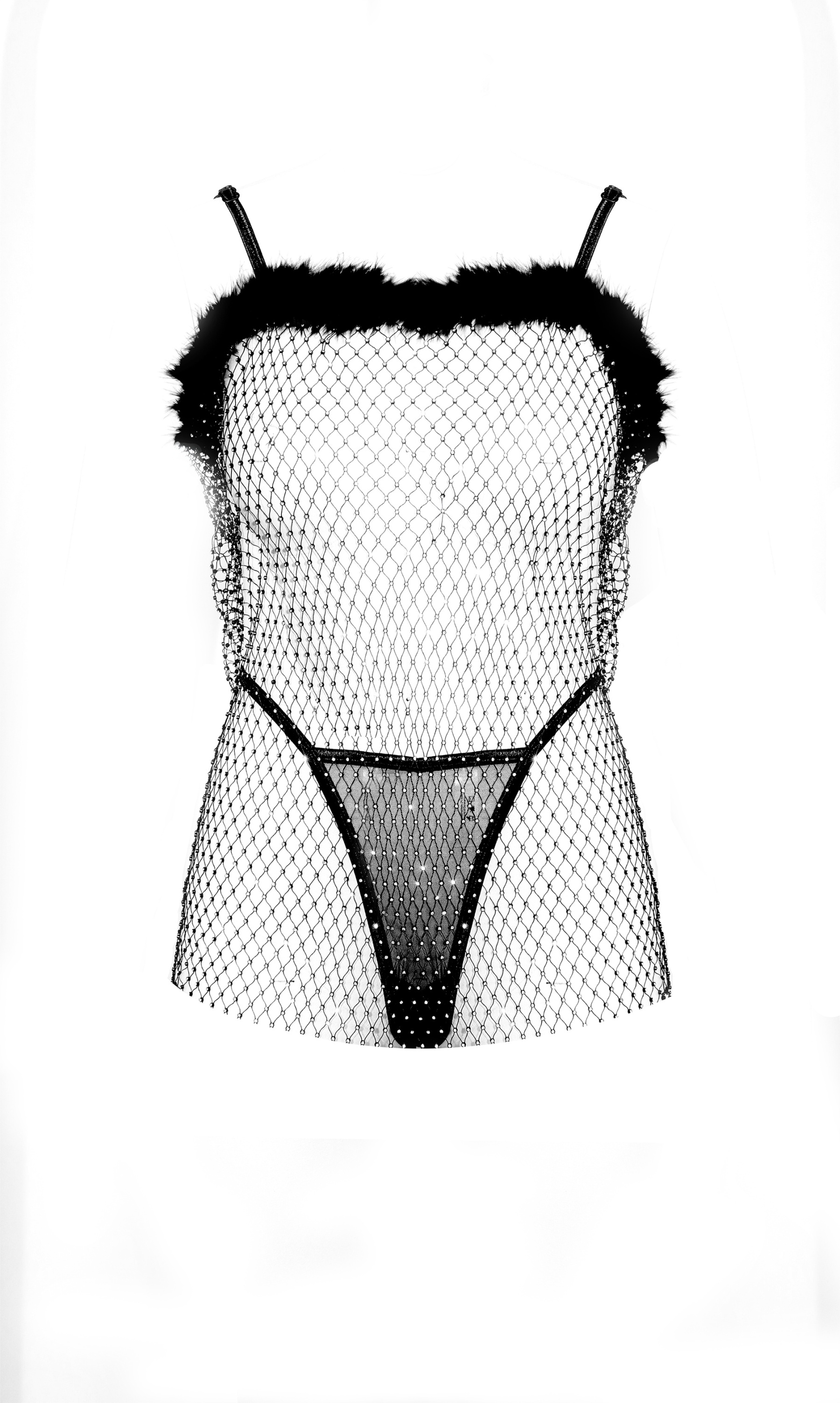 Free Tonight - Glitzy Rhinestone Beaded Lingerie Dress Set