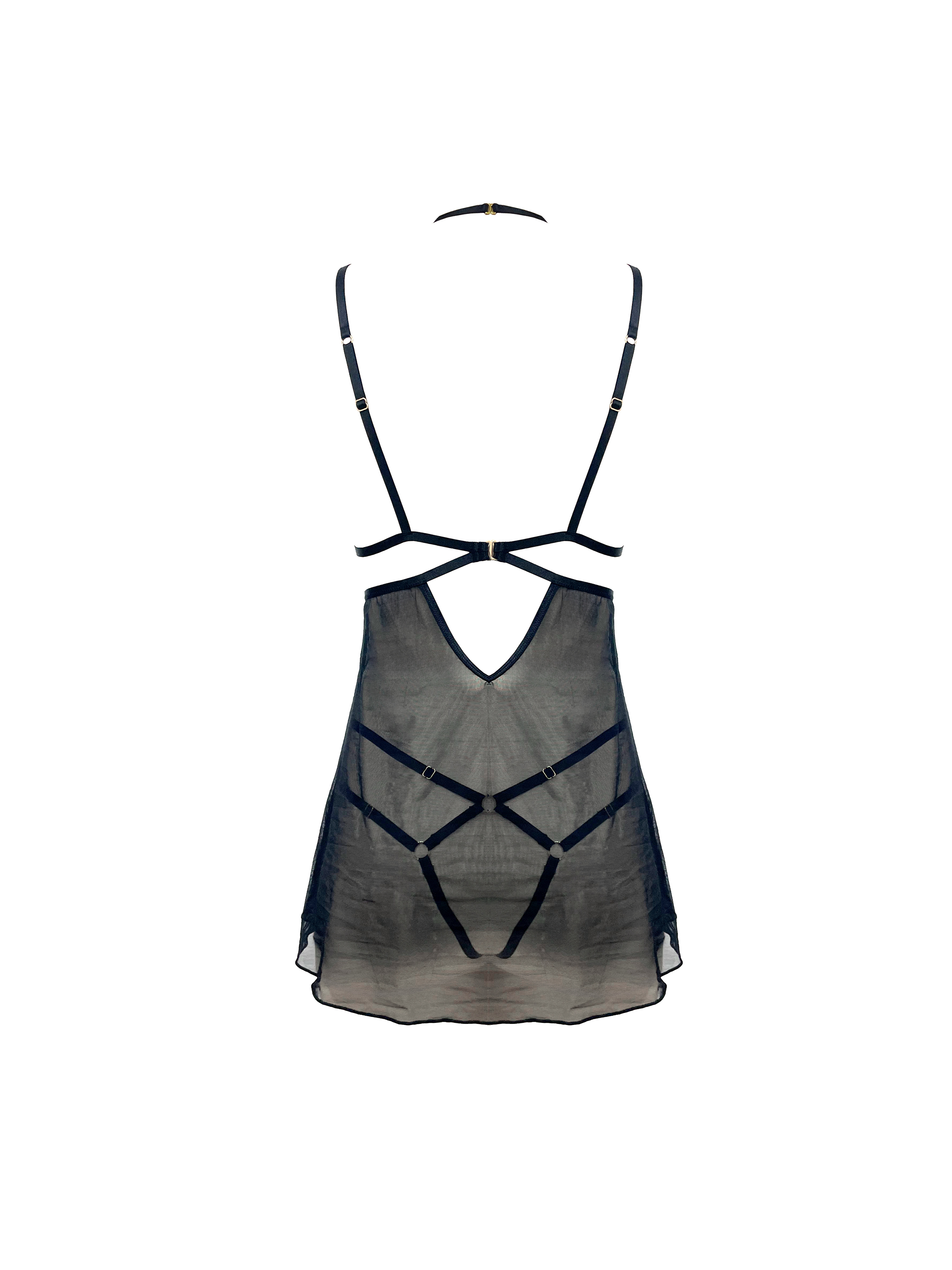 Free Tonight - Lace Bra Babydoll with Studded G-String