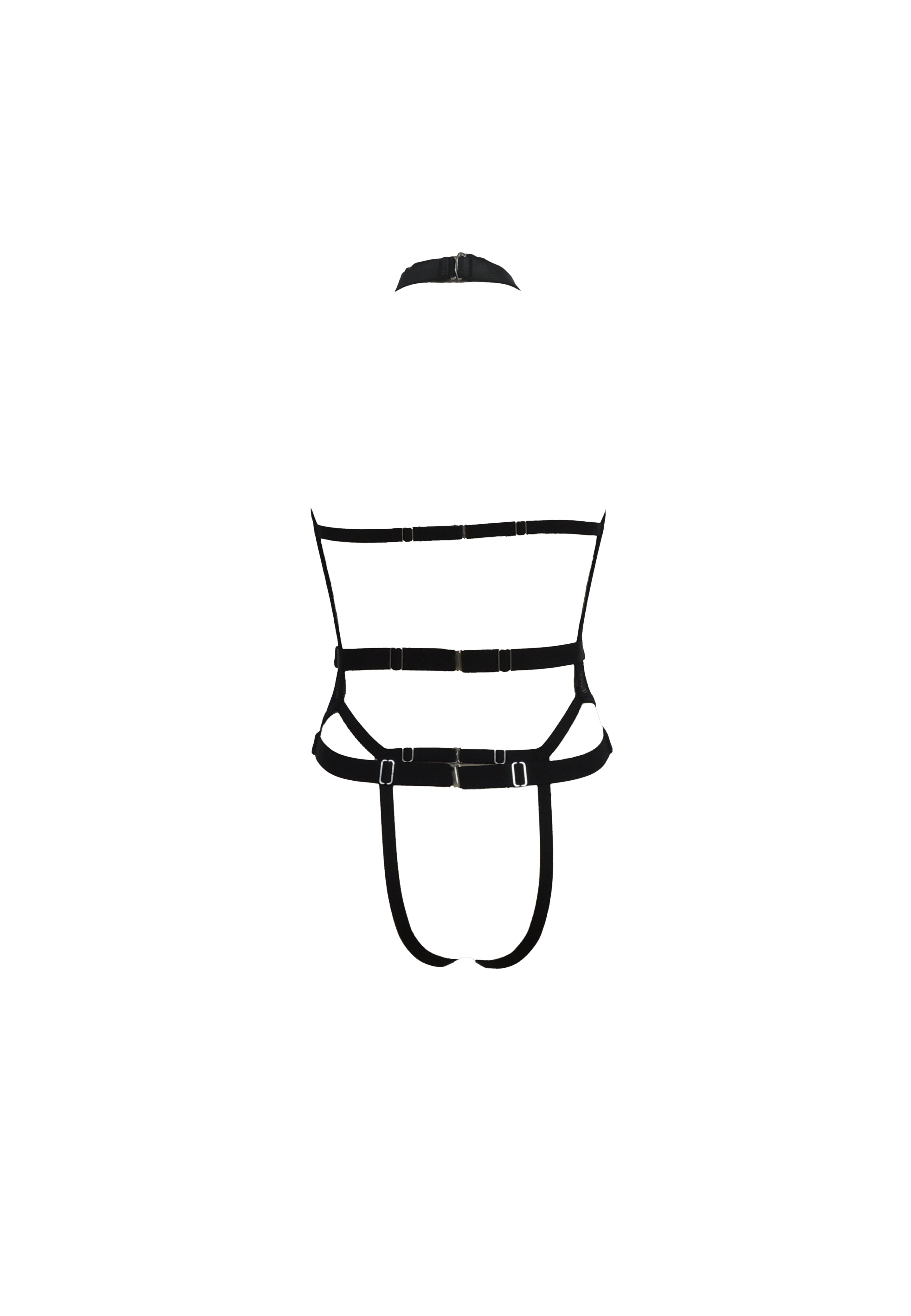 Free Tonight - Women’s Fishnet Teddy & Detachable Harness Set-Freetonight - 