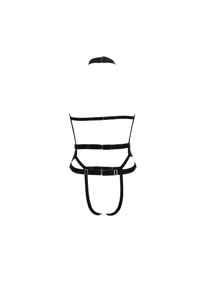 Free Tonight - Women’s Fishnet Teddy & Detachable Harness Set-Freetonight - 