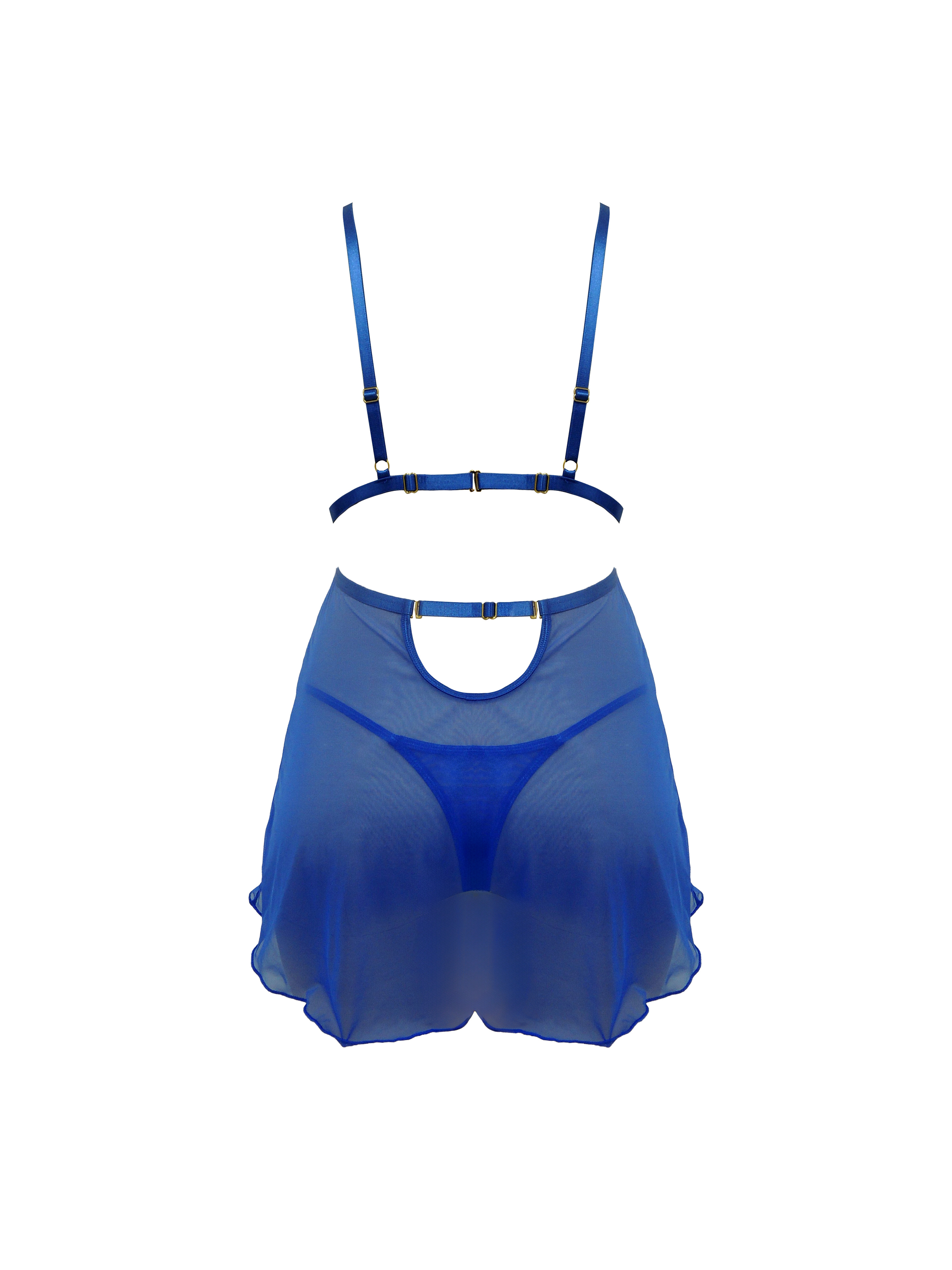 Free Tonight - 3D Embroidered Mesh Babydoll & Thong Set