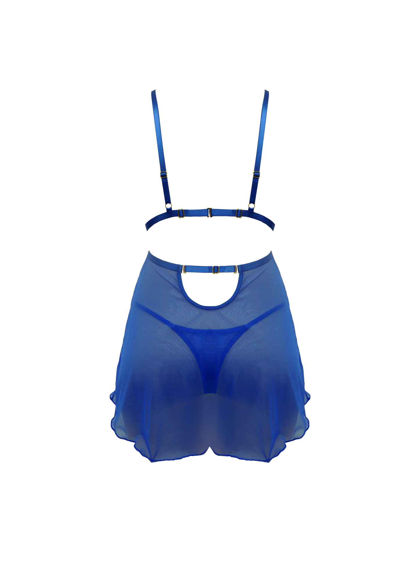 Free Tonight - 3D Embroidered Mesh Babydoll & Thong Set