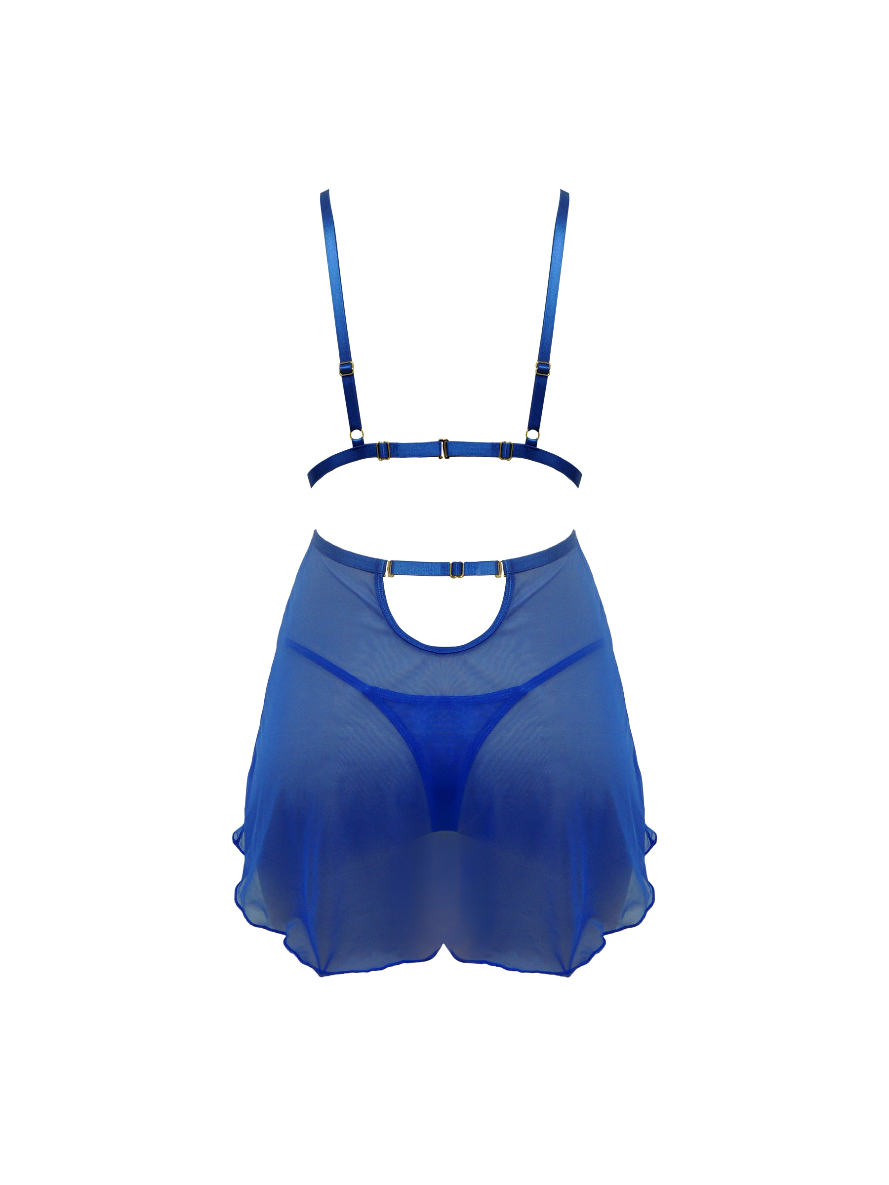Free Tonight - 3D Embroidered Mesh Babydoll & Thong Set