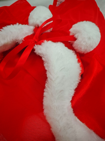 Free Tonight - Women’s Classic Sexy Christmas Style Faux Fur Back Open Dress and Thong