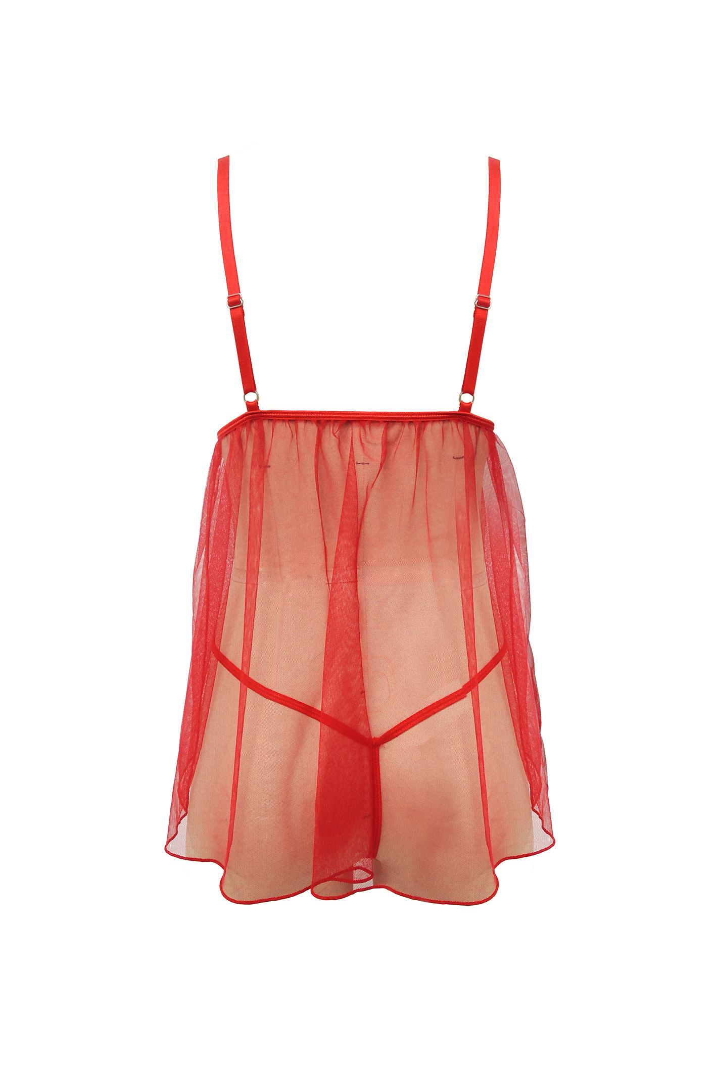 Free Tonight - Red Sequin Butterfly Babydoll & Thong Adjustable Bra Set