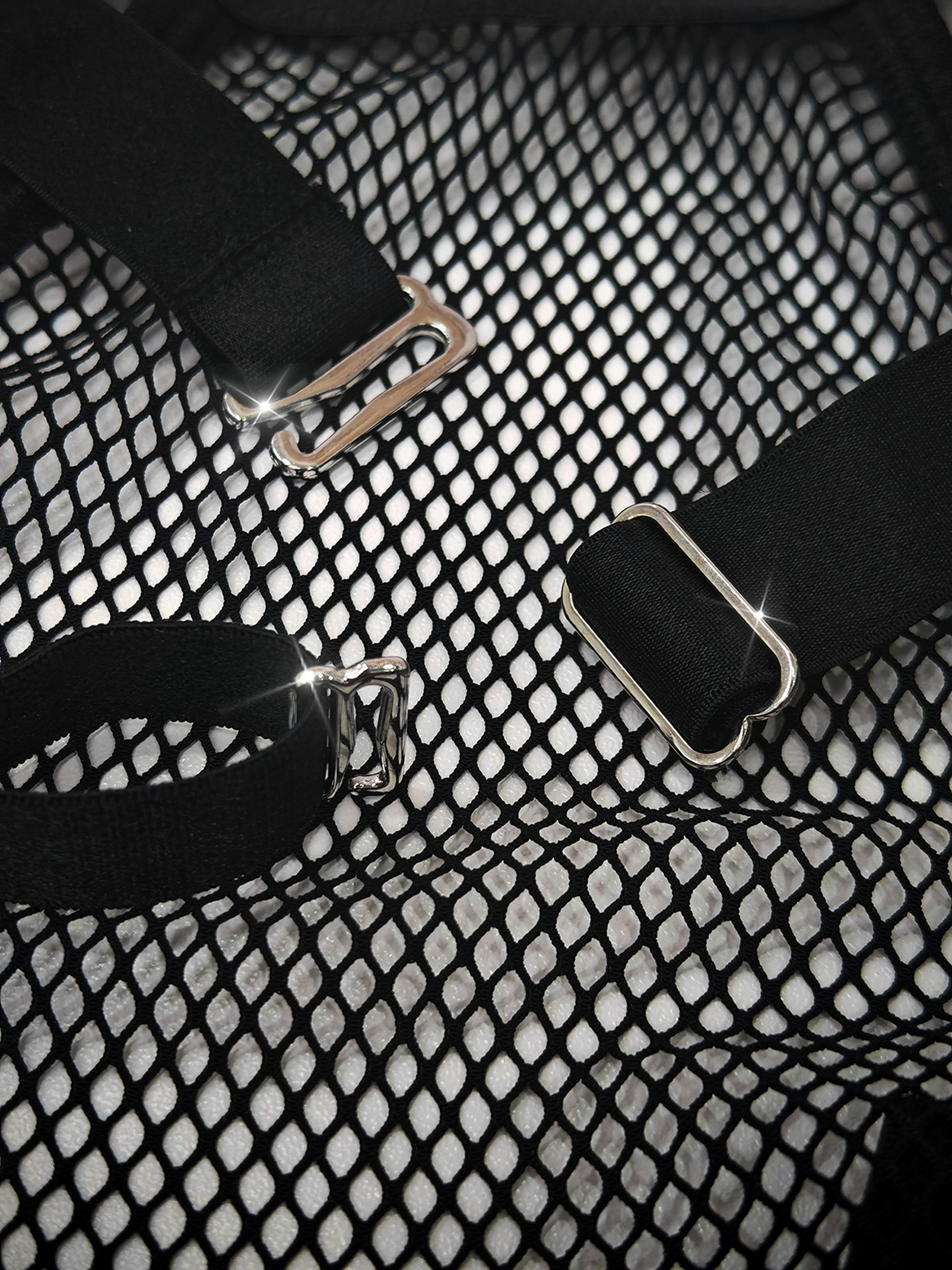 Free Tonight - Women’s Fishnet Teddy & Detachable Harness Set-Freetonight - 