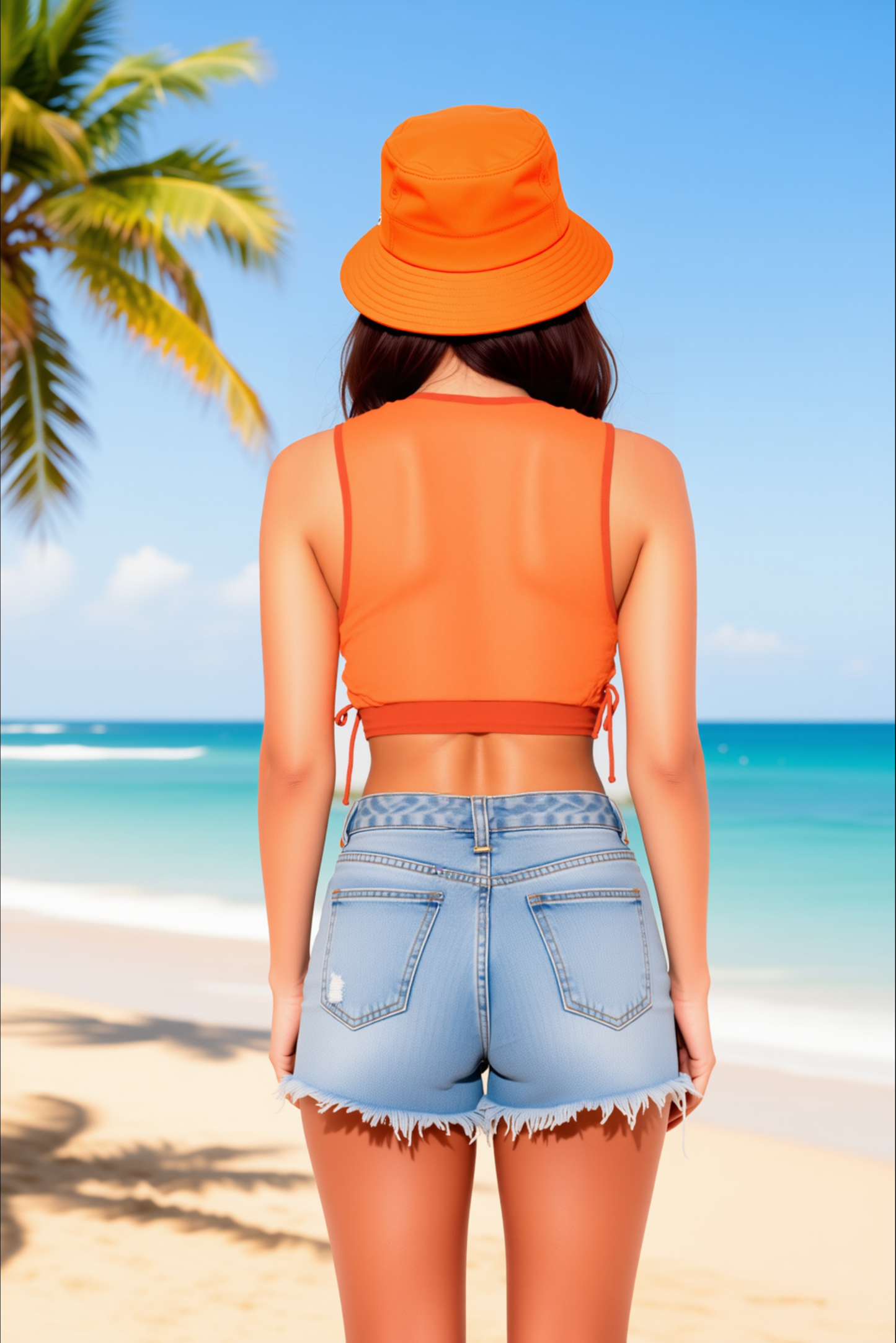 We.lola Vibrant Orange Mesh Crop Top - High Elasticity Sports Vest for Summer Vibes