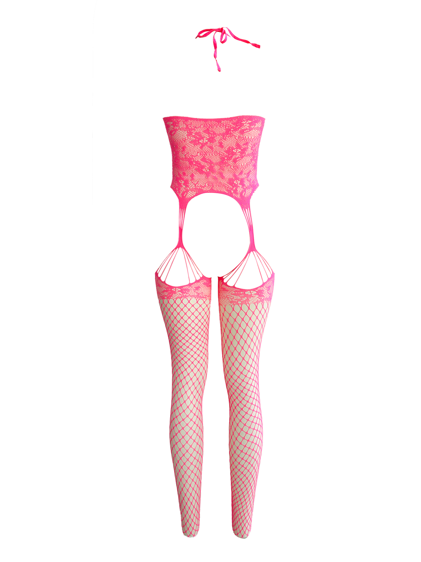 Free Tonight - Neon Pink Gartered Bodystocking