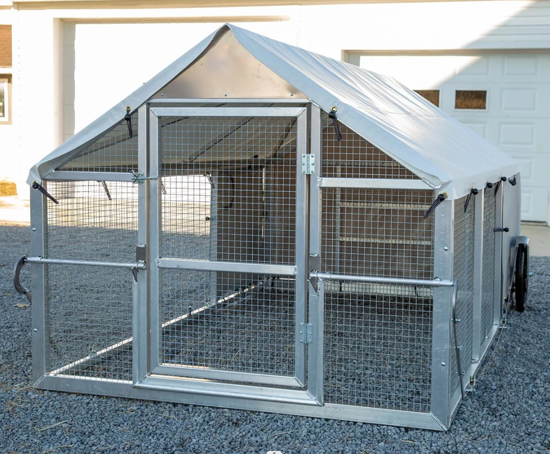 📣🔥Large Metal Removable Chicken Coop with Tarpaulin (For 20~60 Chick
