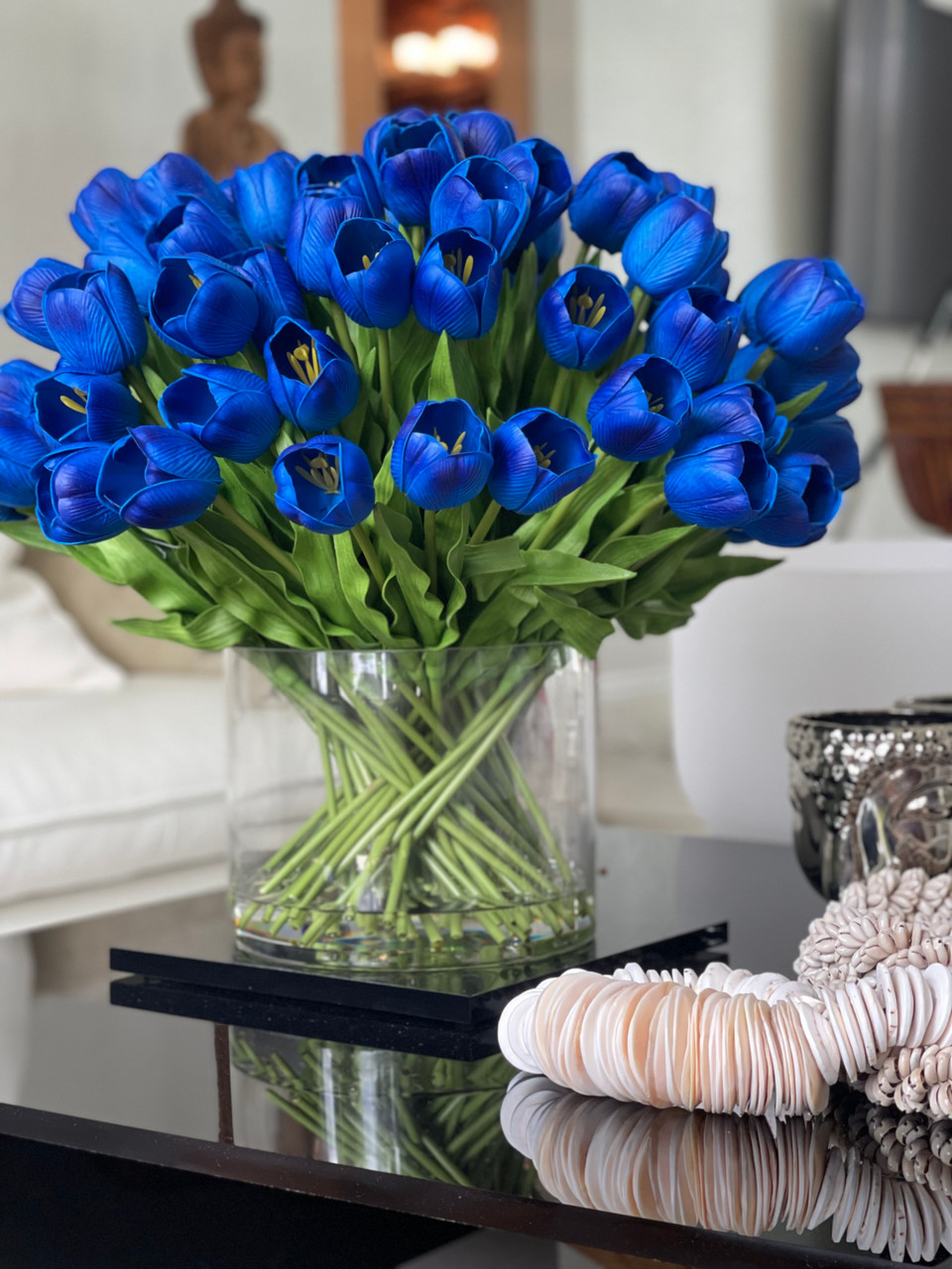 Large Rota Cylinder with Blue Tulips 