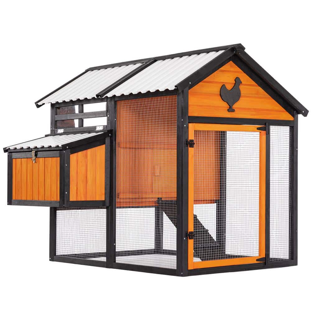 🛎️🔥48.6 in-Wooden Chicken Coop with Waterproof PVC Roof(For 6~8Chick