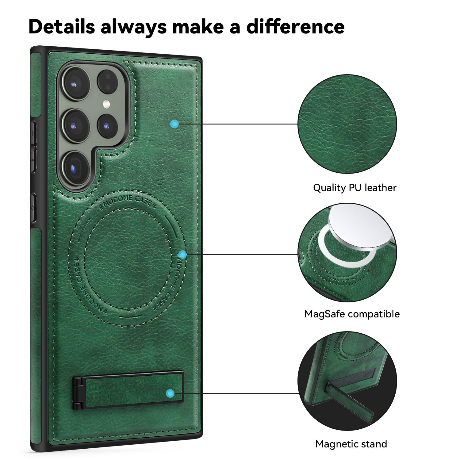 Luxurious leather invisible stand iPhone/Samsung series protective case(2 Free Shipping)