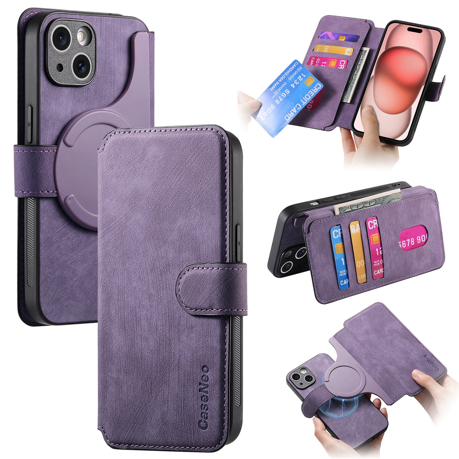 New magnetic separation suitable for Apple 16 mobile phone case Magsafe strong magnetic iPhone 15 flip leather case 14 cases