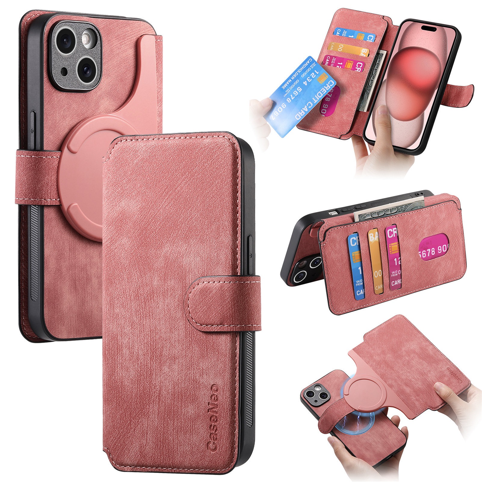 New magnetic separation suitable for Apple 16 mobile phone case Magsafe strong magnetic iPhone 15 flip leather case 14 cases